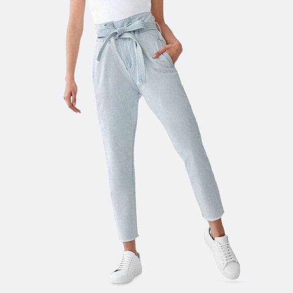 DL1961 paperbag waist light wash high rise jeans - Picture 5 of 15